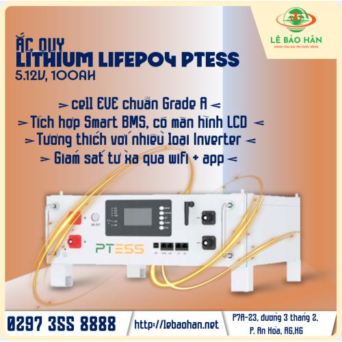 Ắc quy Lithium Lifepo4 Ptess 5,12v 100AH